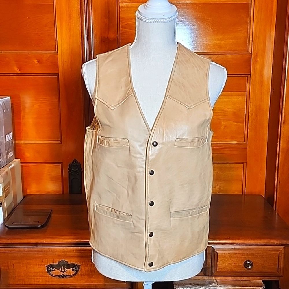 Vintage tan leather vest